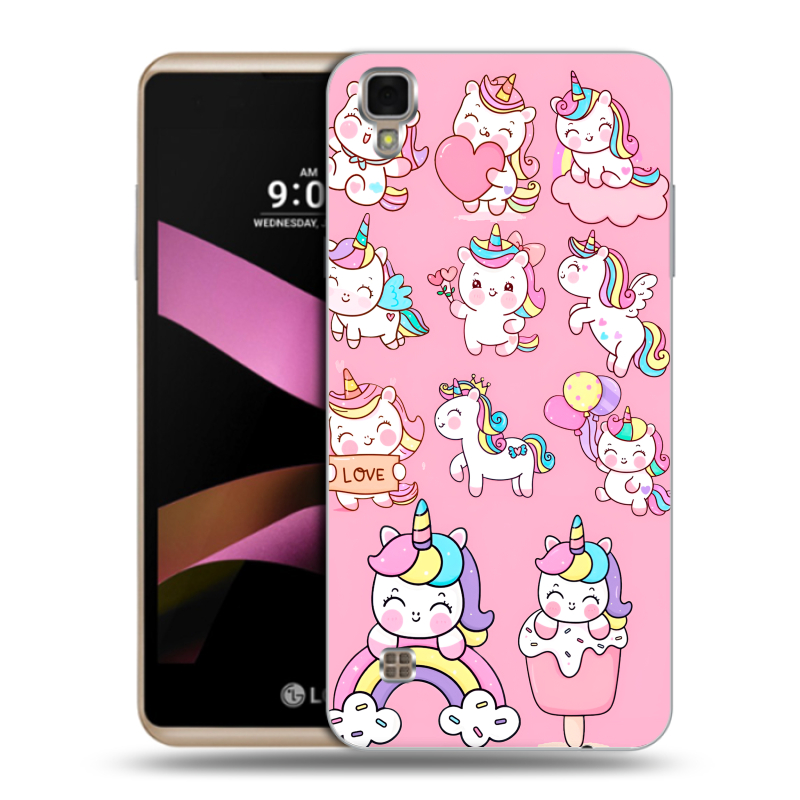 Пластиковый чехол на LG X Style с принтом Единороги и радуга Пластиковый чехол на LG X Style с принтом Единороги и радуга