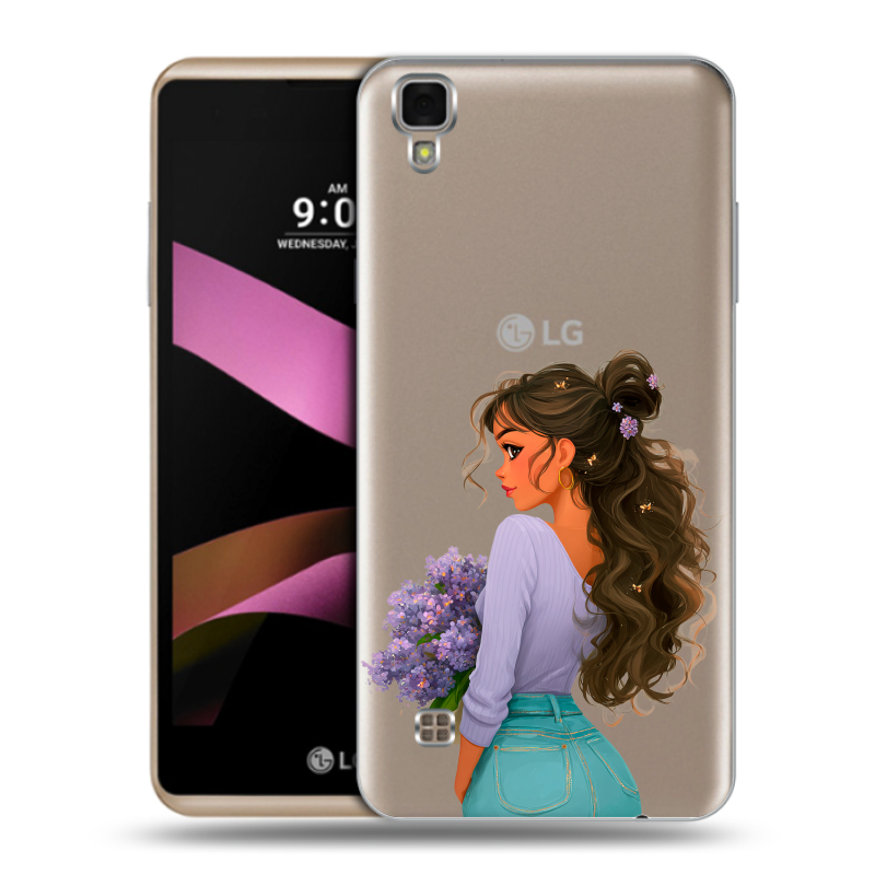 Пластиковый чехол на LG X Style с принтом девушка цветы Пластиковый чехол на LG X Style с принтом девушка цветы