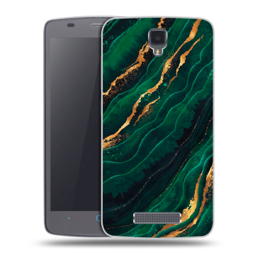 Силиконовый чехол на ZTE Blade L5 с принтом Мрамор зеленое золото