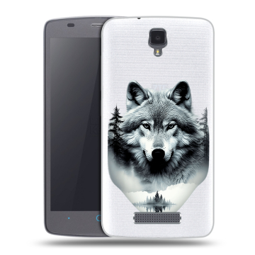 Силиконовый чехол на ZTE Blade L5 с принтом Волк в лесу