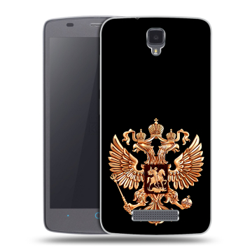 Силиконовый чехол на ZTE Blade L5 с принтом Герб России золотой
