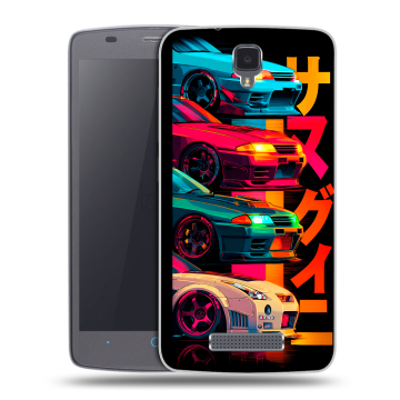 Силиконовый чехол на ZTE Blade L5 с принтом Гоночные машины