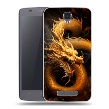 Силиконовый чехол на ZTE Blade L5 с принтом Золотой дракон