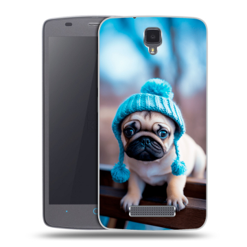Силиконовый чехол на ZTE Blade L5 с принтом Мопс в шапке