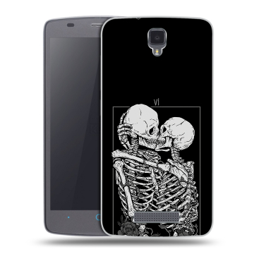 Силиконовый чехол на ZTE Blade L5 с принтом Поцелуй скелетов