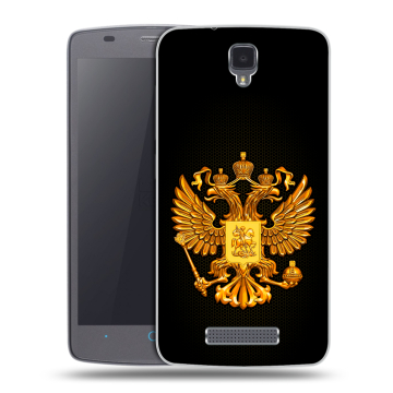Силиконовый чехол на ZTE Blade L5 с принтом Герб России желтый