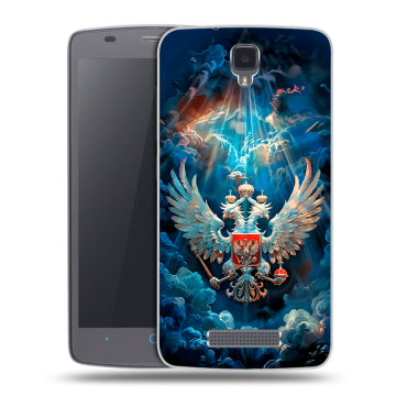 Силиконовый чехол на ZTE Blade L5 с принтом Герб флаг России