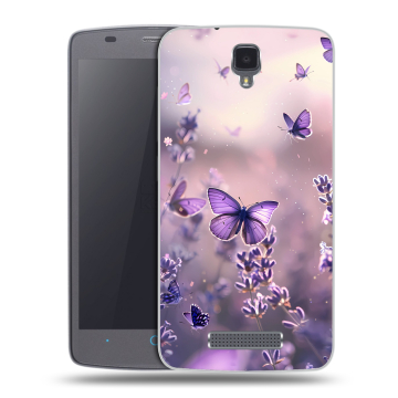 Силиконовый чехол на ZTE Blade L5 с принтом бабочки и лаванда