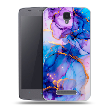 Силиконовый чехол на ZTE Blade L5 с принтом синий мрамор