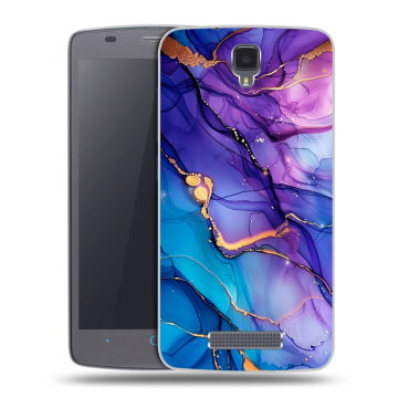 Силиконовый чехол на ZTE Blade L5 с принтом синий мрамор