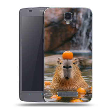 Силиконовый чехол на ZTE Blade L5 с принтом Капибара с апельсином