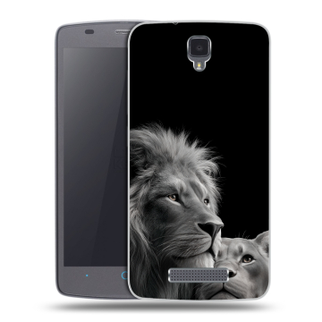 Силиконовый чехол на ZTE Blade L5 с принтом Лев кошки