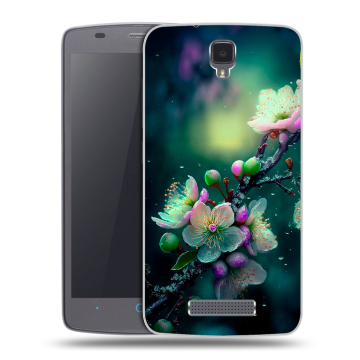 Силиконовый чехол на ZTE Blade L5 с принтом Цветы и мрамор