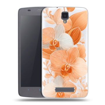 Силиконовый чехол на ZTE Blade L5 с принтом Бежевые цветы