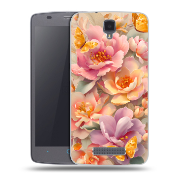 Силиконовый чехол на ZTE Blade L5 с принтом Цветы и бабочки
