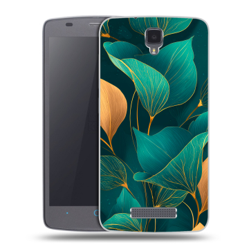 Силиконовый чехол на ZTE Blade L5 с принтом Листья и золото