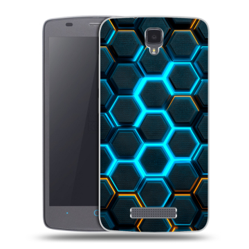 Силиконовый чехол на ZTE Blade L5 с принтом Неоновые соты