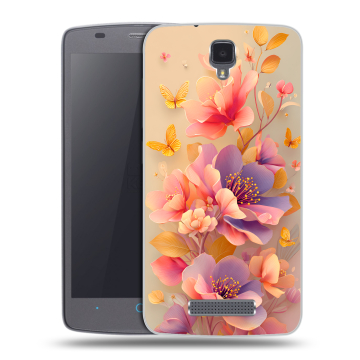 Силиконовый чехол на ZTE Blade L5 с принтом Цветы и бабочки