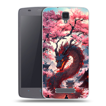 Силиконовый чехол на ZTE Blade L5 с принтом Дракон Японский