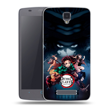 Силиконовый чехол на ZTE Blade L5 с принтом Demon Slayer Клинок рассекающий демонов