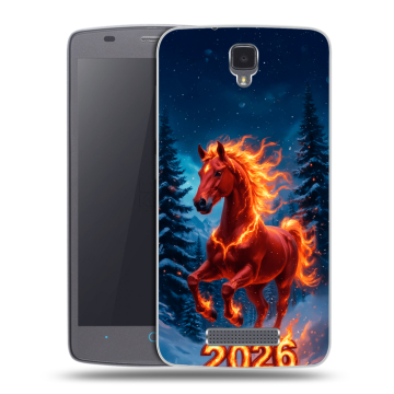Силиконовый чехол на ZTE Blade L5 с принтом Новый год коня