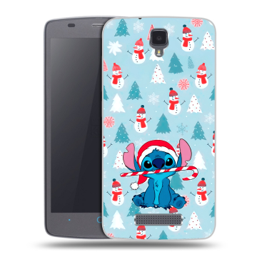 Силиконовый чехол на ZTE Blade L5 с принтом Стич Новый год