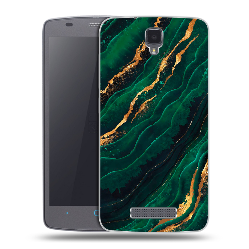 Силиконовый чехол на ZTE Blade L5 с принтом Мрамор зеленое золото Силиконовый чехол на ZTE Blade L5 с принтом Мрамор зеленое золото