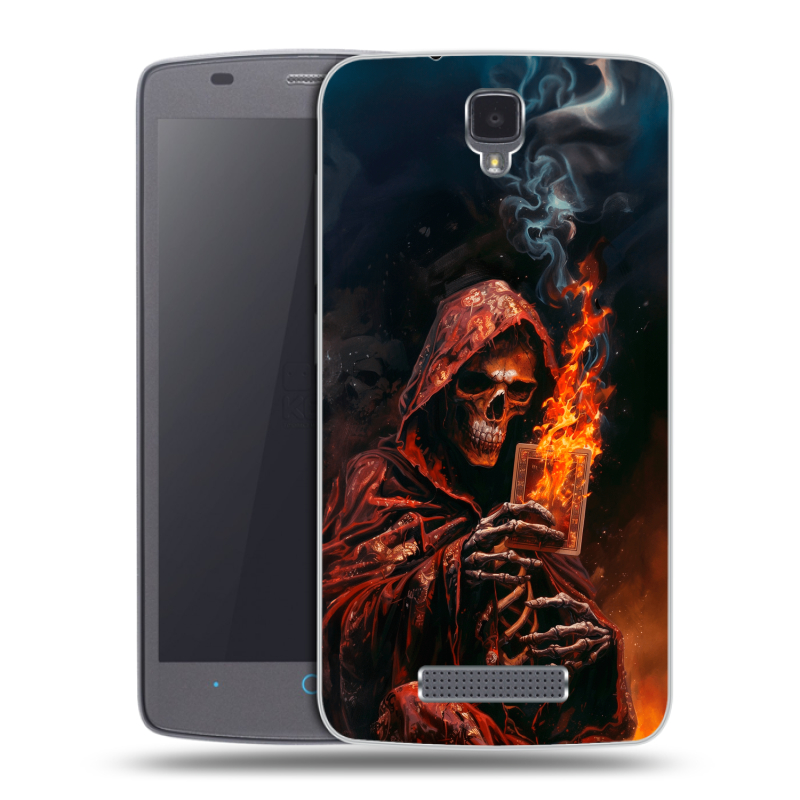 Силиконовый чехол на ZTE Blade L5 с принтом Скелет и карты Силиконовый чехол на ZTE Blade L5 с принтом Скелет и карты