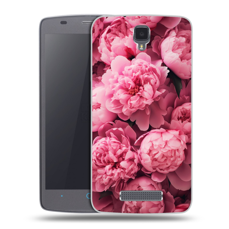 Силиконовый чехол на ZTE Blade L5 с принтом цветы пионы Силиконовый чехол на ZTE Blade L5 с принтом цветы пионы