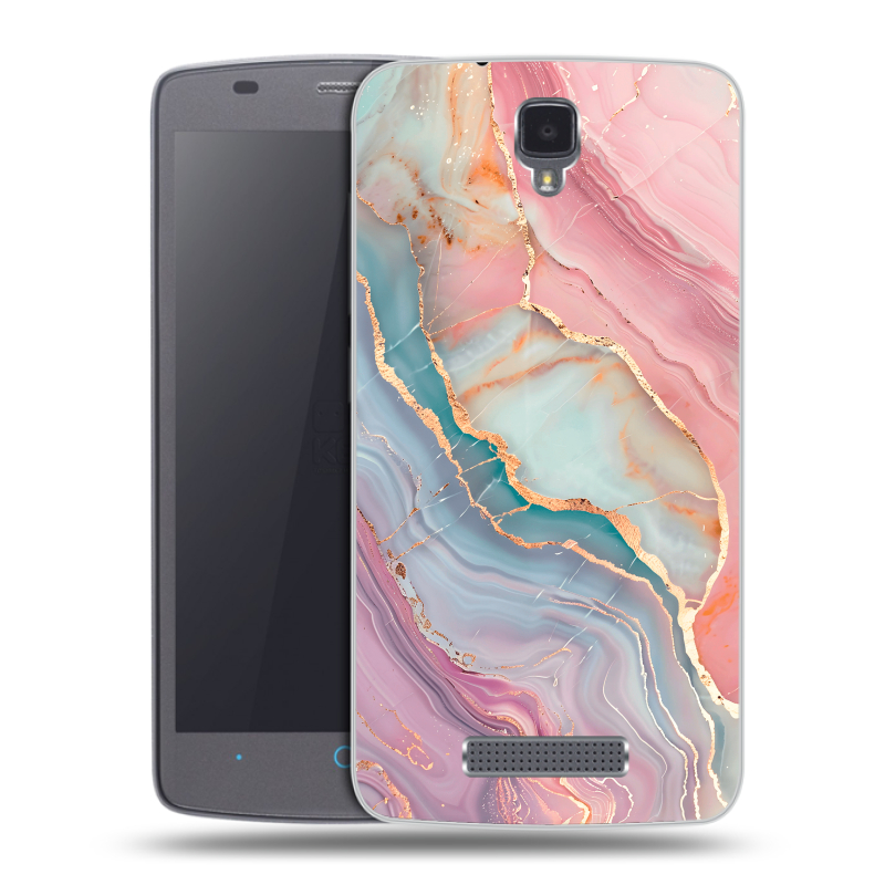 Силиконовый чехол на ZTE Blade L5 с принтом розовый мрамор Силиконовый чехол на ZTE Blade L5 с принтом розовый мрамор