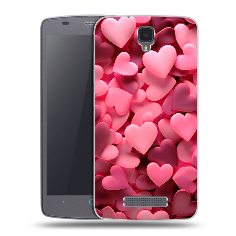 Силиконовый чехол на ZTE Blade L5 с принтом розовые сердечки Силиконовый чехол на ZTE Blade L5 с принтом розовые сердечки