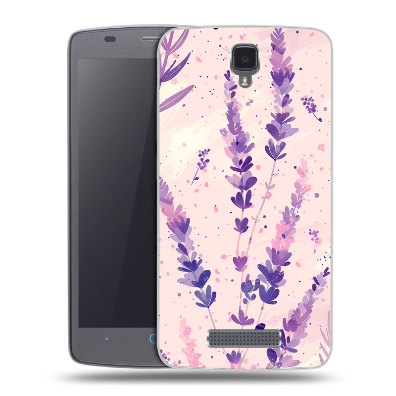 Силиконовый чехол на ZTE Blade L5 с принтом цветы лаванда Силиконовый чехол на ZTE Blade L5 с принтом цветы лаванда