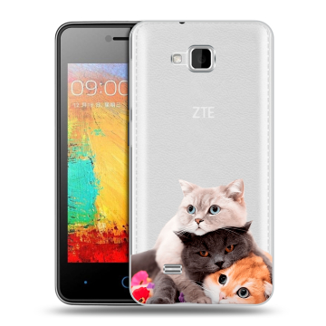 Силиконовый чехол на ZTE Blade AF3 с принтом Кошки Силиконовый чехол на ZTE Blade AF3 с принтом Кошки