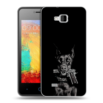 Силиконовый чехол на ZTE Blade AF3 с принтом Доберман и пистолет Силиконовый чехол на ZTE Blade AF3 с принтом Доберман и пистолет