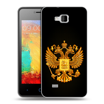 Силиконовый чехол на ZTE Blade AF3 с принтом Герб России желтый