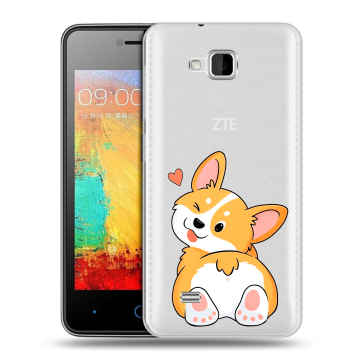 Силиконовый чехол на ZTE Blade AF3 с принтом Корги