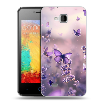 Силиконовый чехол на ZTE Blade AF3 с принтом бабочки и лаванда