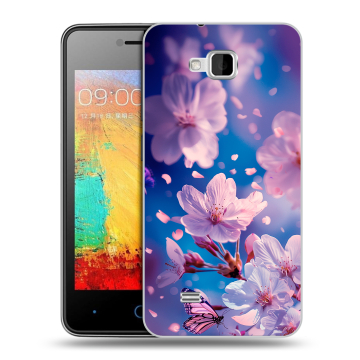 Силиконовый чехол на ZTE Blade AF3 с принтом цветы бабочки