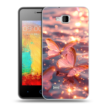 Силиконовый чехол на ZTE Blade AF3 с принтом бабочки розовые