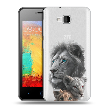 Силиконовый чехол на ZTE Blade AF3 с принтом Львы