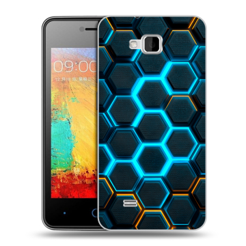 Силиконовый чехол на ZTE Blade AF3 с принтом Неоновые соты