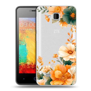 Силиконовый чехол на ZTE Blade AF3 с принтом Цветы принт