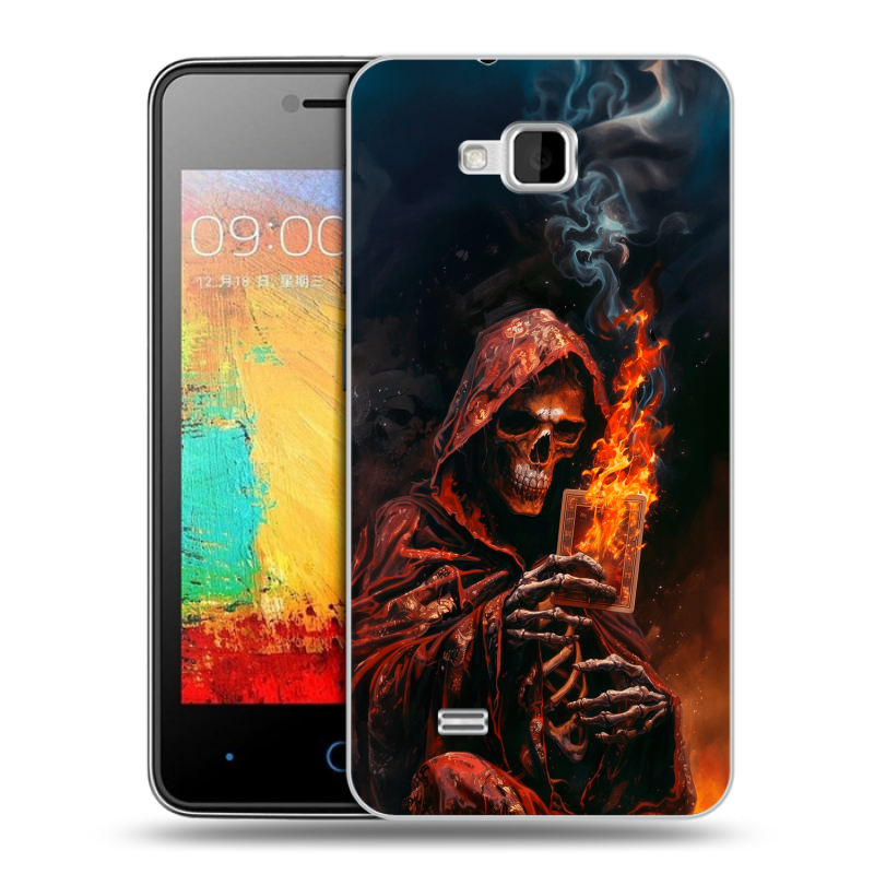 Силиконовый чехол на ZTE Blade AF3 с принтом Скелет и карты Силиконовый чехол на ZTE Blade AF3 с принтом Скелет и карты