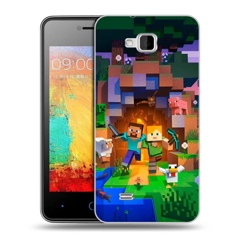 Силиконовый чехол на ZTE Blade AF3 с принтом Майнкрафт Minecraft Силиконовый чехол на ZTE Blade AF3 с принтом Майнкрафт Minecraft