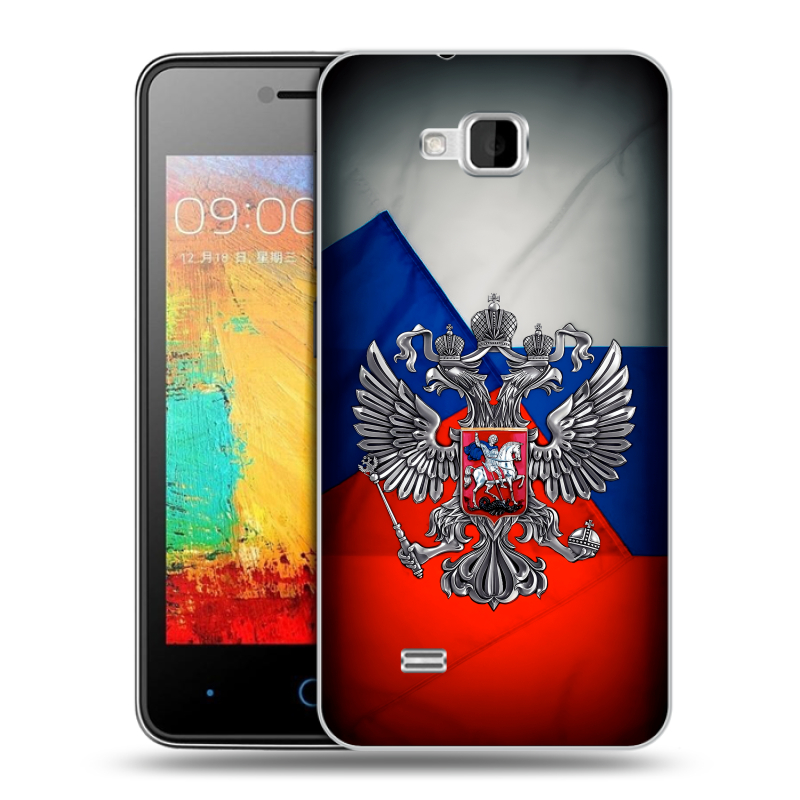Силиконовый чехол на ZTE Blade AF3 с принтом Флаг России Силиконовый чехол на ZTE Blade AF3 с принтом Флаг России