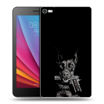 Силиконовый чехол на планшета Huawei MediaPad T2 7.0 Pro с принтом Доберман и пистолет