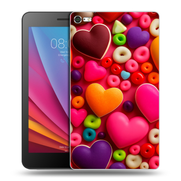 Силиконовый чехол на планшета Huawei MediaPad T2 7.0 Pro с принтом Сердечки