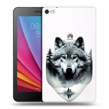 Силиконовый чехол на Huawei MediaPad T2 7.0 Pro с принтом Волк в лесу Силиконовый чехол на Huawei MediaPad T2 7.0 Pro с принтом Волк в лесу
