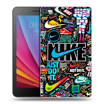 Силиконовый чехол на Huawei MediaPad T2 7.0 Pro с принтом найк nike черный