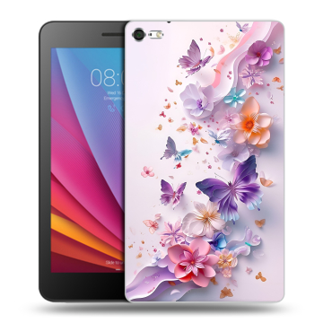 Силиконовый чехол на Huawei MediaPad T2 7.0 Pro с принтом цветы бабочки